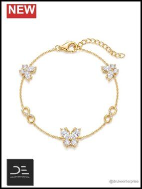 Sterling Silver Butterfly Birthstone Charm Bracelet Adjustable 925